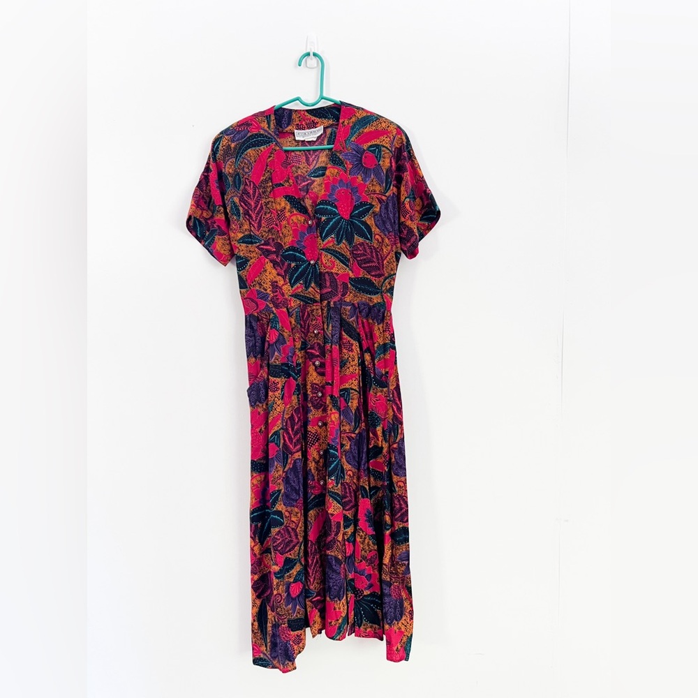 Size 8, Vintage 80s Jessica Howard by Mitchell Rodbell, Floral Short Sleeve